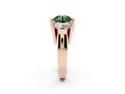 Round Channel-Set Three Stone Engagement Ring Setting for a Fancy Green Lab-Grown Diamond | Wide Flat Band | Rose Gold