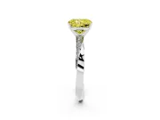 Fancy Yellow Radiant Cut Diamond Engagement Ring Set in Platinum with Side Stone Accents and Prong Setting