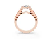 Radiant Cut Vintage Milgrain Halo Engagement Ring Setting | Beaded Pavé Shoulders | Rose Gold