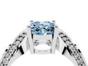Oval Bypass Engagement Ring Setting for a Fancy Blue Lab-Grown Diamond | Pavé Ribbon | Platinum