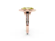 Fancy Yellow Marquise Cut Diamond Halo Solitaire Ring Set in Rose gold with Pavé Band and Bezel Setting