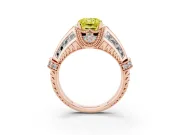Radiant Cut Vintage Milgrain Engagement Ring Setting for a Fancy Yellow Lab-Grown Diamond | Hidden Halo | Rose Gold