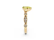 Fancy Yellow Pear Cut Diamond Solitaire Engagement Ring Set in Yellow gold with Milgrain Bezel Accent Band