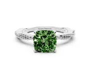 Cushion Cut Twisted Engagement Ring Setting for a Fancy Green Lab-Grown Diamond | Beaded Twist | Sterling Silver