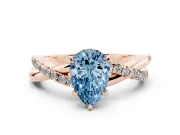 Pear-Shaped Crossover Engagement Ring Setting for a Fancy Blue Lab-Grown Diamond | Rose Gold