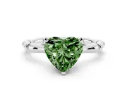 Heart-Shaped Bamboo Solitaire Engagement Ring Setting for a Fancy Green Lab-Grown Diamond | Platinum