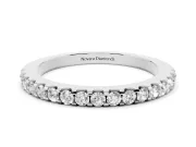 Round Lab-Grown Diamond Scalloped Pavé Half Eternity Band | U-Cut Sides | White Gold