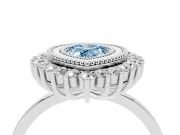 Pear-Shaped Bezel Halo Engagement Ring Setting for a Fancy Blue Lab-Grown Diamond | Sterling Silver
