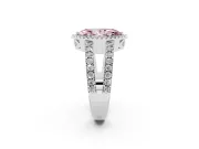 Fancy Pink Marquise Cut Diamond Halo Ring Set in Platinum with Pavé Split Shank and Prong Setting