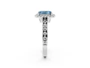 Emerald Cut Halo Engagement Ring Setting for a Fancy Blue Lab-Grown Diamond | Shared Prong Shoulders | Sterling Silver