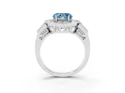 Fancy Blue Heart Cut Diamond Milgrain Halo Ring Set in White gold with Split Shank