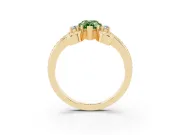 Fancy Green Pear Cut Diamond Twisted Band Solitaire Ring Set in Yellow gold with Scroll Prongs