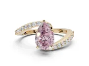 Pear-Shaped Bypass Pavé Engagement Ring Setting for a Fancy Pink Lab-Grown Diamond | Yellow Gold