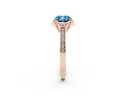Cushion Cut Floral Pavé Engagement Ring Setting for a Fancy Blue Lab-Grown Diamond | Rose Gold