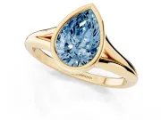 Pear-Shaped Bezel Engagement Ring Setting for a Fancy Blue Lab-Grown Diamond | Yellow Gold