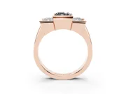 Radiant Cut Channel-Set Three Stone Engagement Ring Setting for a Black Center | Rose Gold