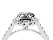 Oval Halo Engagement Ring Setting for a Black Center | Pavé Shoulders | Platinum