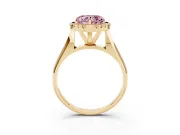 Heart-Shaped Halo Engagement Ring Setting for a Fancy Pink Lab-Grown Diamond | Square Profile Band | Yellow Gold