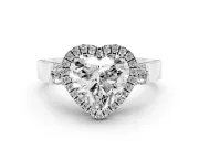 Heart-Shaped Halo Engagement Ring Setting | Pointed Pave Shoulders | White Gold