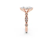 Marquise Vintage Milgrain Solitaire Engagement Ring Setting | Bezel Accents | Rose Gold