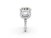 Cushion Cut Three Stone Halo Engagement Ring Setting for a Fancy Yellow Lab-Grown Diamond | Bezel Set | Sterling Silver