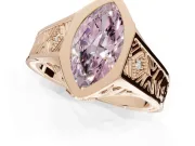 Marquise Vintage Bezel Engagement Ring Setting for a Fancy Pink Lab-Grown Diamond | Engraved Band | Rose Gold