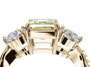 Asscher Cut Three Stone Engagement Ring Setting for a Fancy Yellow Lab-Grown Diamond | Tapered Pave Band | Yellow Gold