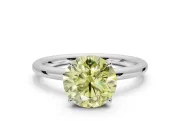 Round Hidden Halo Ring Setting for a Fancy Yellow Lab-Grown Diamond | Sterling Silver