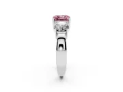 Asscher Cut Three Stone Engagement Ring Setting for a Fancy Pink Lab-Grown Diamond | Wide Plain Band | Platinum