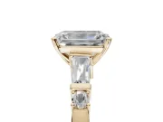 Emerald Cut Tapered Baguette Engagement Ring Setting | Bar Set Sides | Yellow Gold