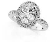 Oval Halo Engagement Ring Setting | Shared Prong Pavé Band | White Gold