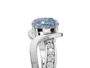 Cushion Cut Bypass Solitaire Engagement Ring Setting for a Fancy Blue Lab-Grown Diamond | Pavé Strands | Platinum