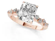 Radiant Cut Solitaire Engagement Ring Setting | Graduated Scattered Accents | Rose Gold
