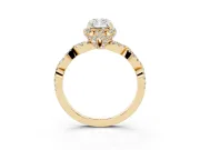 Radiant Cut Milgrain Halo Engagement Ring Setting | Graduated Shoulders | Yellow Gold
