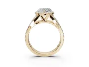 Heart-Shaped Halo Pavé Engagement Ring Setting | Narrow Split Shank | Yellow Gold