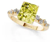 Radiant Cut Graduated Solitaire Engagement Ring Setting for a Fancy Yellow Lab-Grown Diamond | Yellow Gold