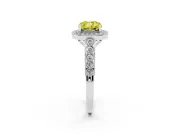 Cushion Cut Graduated Milgrain Halo Engagement Ring Setting for a Fancy Yellow Lab-Grown Diamond | White Gold