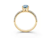 Pear-Shaped Three Row Pave Engagement Ring Setting for a Fancy Blue Lab-Grown Diamond | Yellow Gold