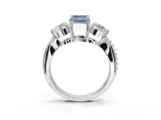 Emerald Cut Three Stone Engagement Ring Setting for a Fancy Blue Lab-Grown Diamond | Tapered Pave Band | Platinum