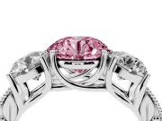 Round Vintage Three Stone Engagement Ring Setting for a Fancy Pink Lab-Grown Diamond | Sterling Silver