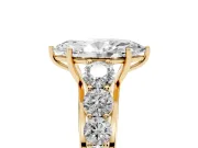 Marquise Graduated Side Stone Engagement Ring Setting | Flat Top Band | Yellow Gold