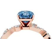 Radiant Cut Twisted Pavé Solitaire Engagement Ring Setting for a Fancy Blue Lab-Grown Diamond | Bar Stations | Rose Gold