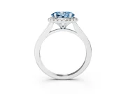 Oval Halo Engagement Ring Setting for a Fancy Blue Lab-Grown Diamond | Plain Polished Band | Platinum