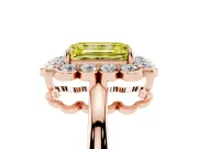Emerald Cut Scalloped Cluster Halo Engagement Ring Setting for a Fancy Yellow Lab-Grown Diamond | Plain Band | Rose Gold