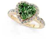 Heart-Shaped Halo Pave Engagement Ring Setting for a Fancy Green Lab-Grown Diamond | Heart Cutout Gallery | Yellow Gold