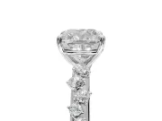 Cushion Cut Solitaire Engagement Ring Setting | Graduated Scattered Accents | Platinum