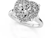 Heart-Shaped Claw Corner Halo Engagement Ring Setting | Slim Plain Band | Sterling Silver