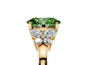 Oval Petal Engagement Ring Setting for a Fancy Green Lab-Grown Diamond | Yellow Gold