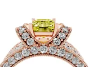 Emerald Cut Vintage Pave Engagement Ring Setting for a Fancy Yellow Lab-Grown Diamond | Milgrain Edges | Rose Gold