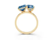 Fancy Blue Asscher Cut and Emerald Cut Toi Moi Ring Set in Yellow gold with Prong Setting